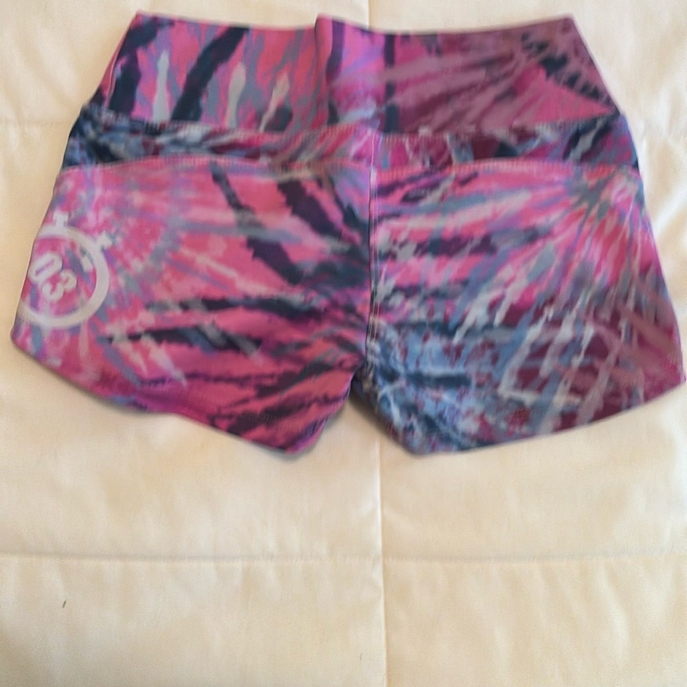 Artistic Pink and Blue Athletic Shorts with Elastic Waistband